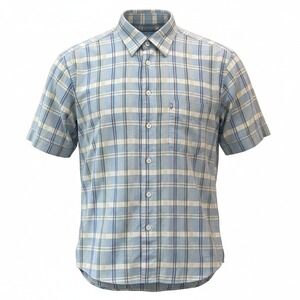 Playboy Shirts Button Up  Men 4 Large Blue Plaid Textured Logo Coastal‎ Retro